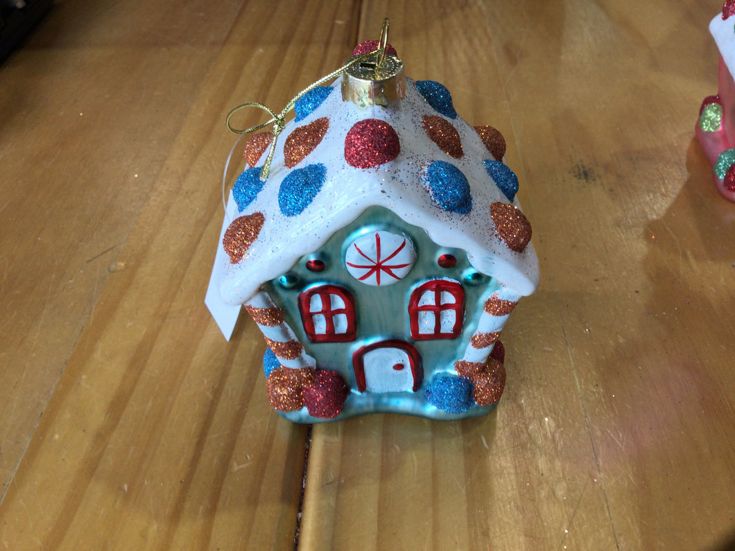 Blue Gingerbread House Hanging