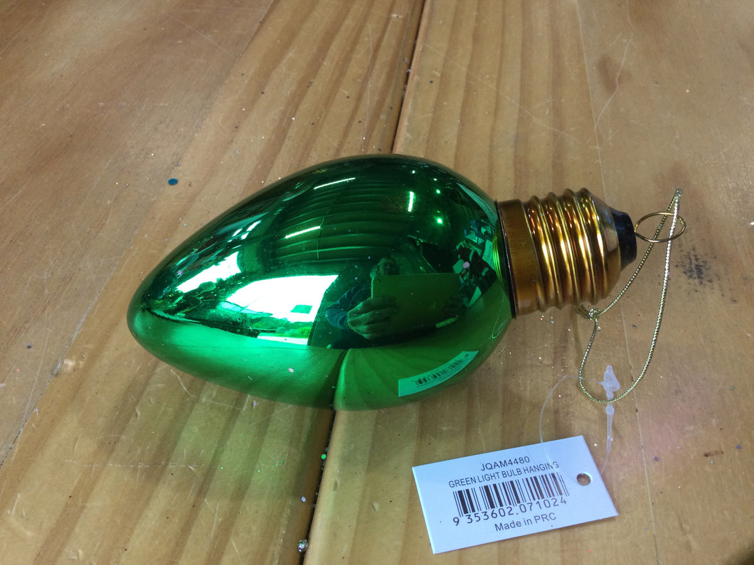 Green Light Bulb Hanging