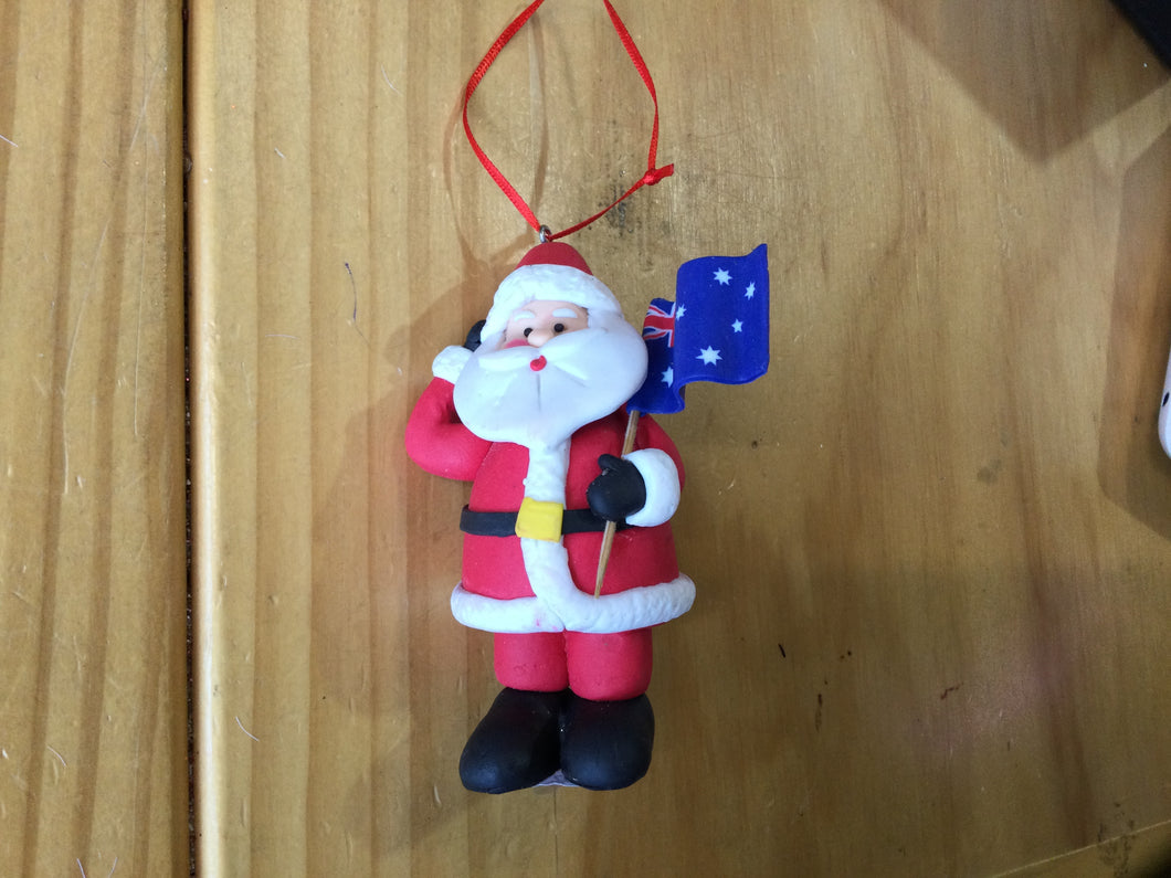 Hanging Santa with Flag