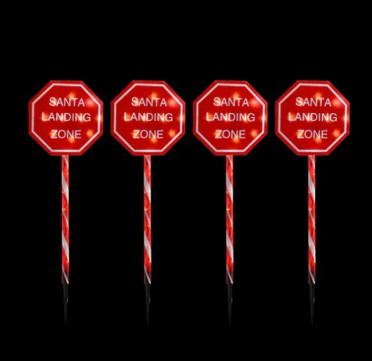 Set Santa Stop Here Connectable Stakes