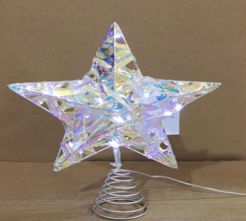 Irridescent Star Tree Topper LED