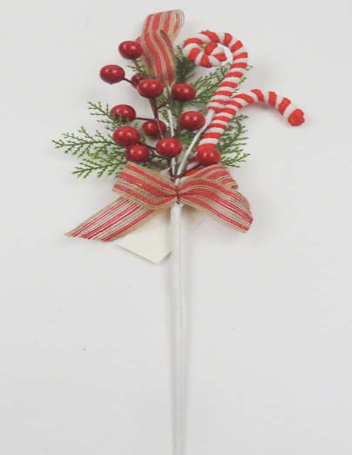 Candy Cane, Berry and Leaf Pick 40cm