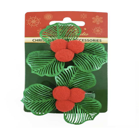 Christmas Holly Hair Clips 2 Pack