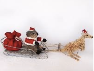 Single Boomer pulling sleigh with Koala Santa 25cm