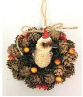 Christmas Pinecone Wreath with Kookaburra