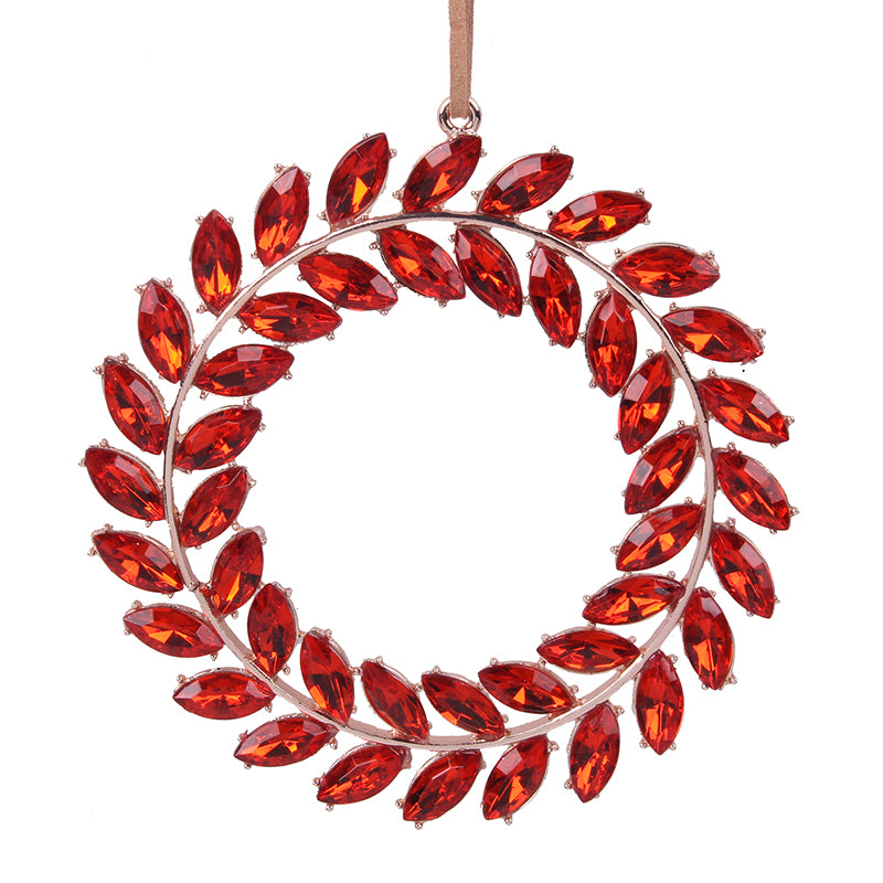 Red Crystal Wreath Ornament