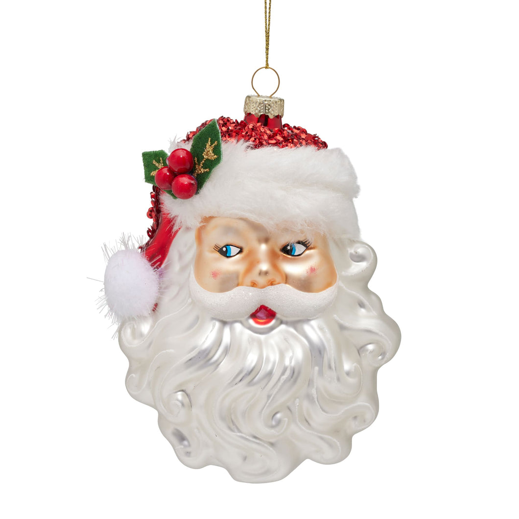 Hanging Christmas Glass Santa Head 13cm