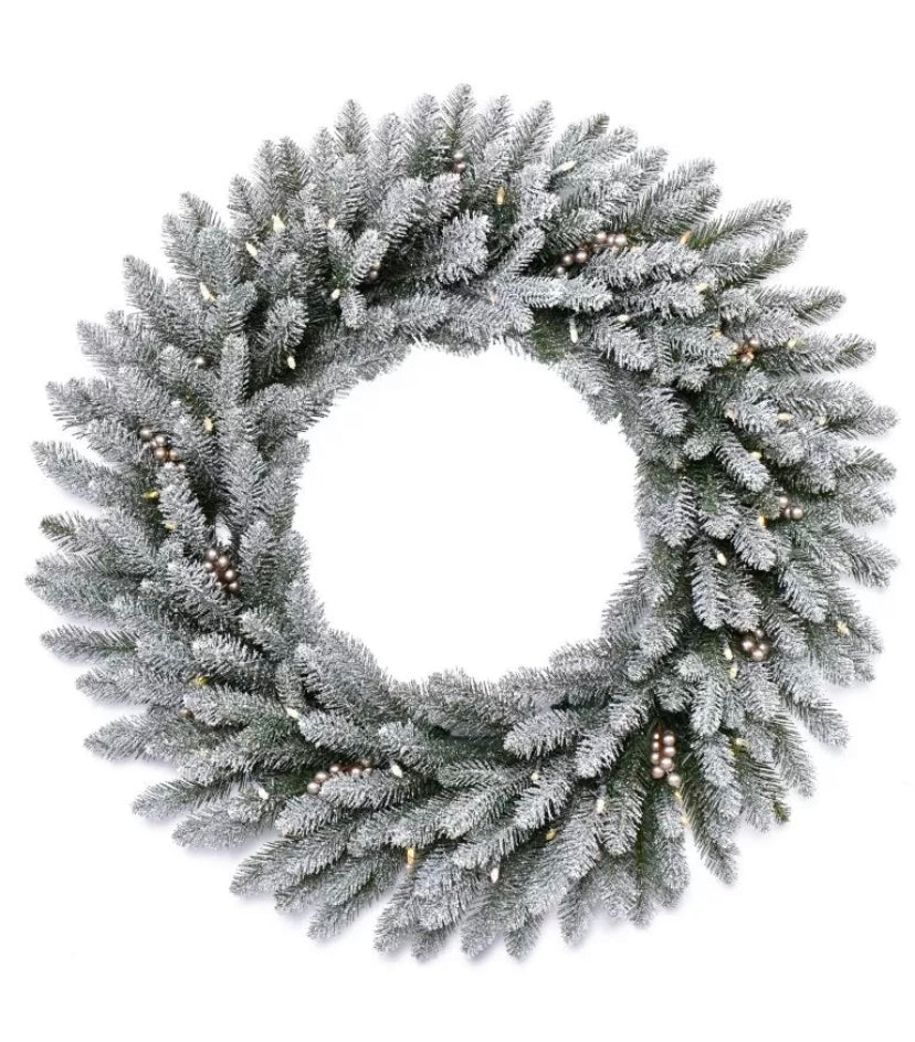 61cm Snowy Morgan Wreath Pre Lit