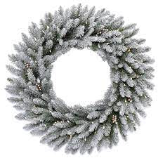 76cm Snowy Morgan Wreath Pre Lit