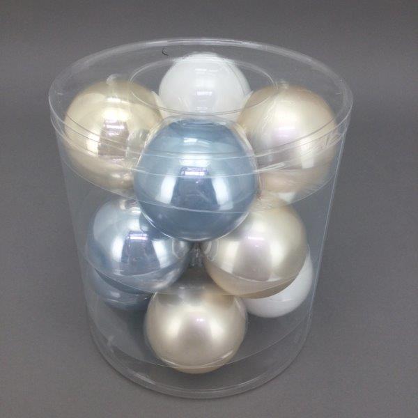 Silver, White and Cream Glass Baubles