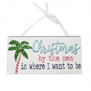 Wooden Coastal Sign -Christmas By The Sea