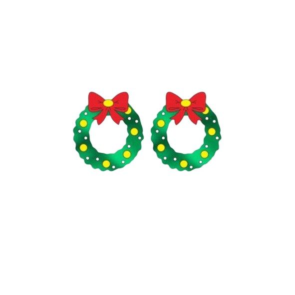 Yule Wreath Earrings Green