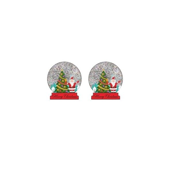 Yule Snow Globe Earrings Red & Silver