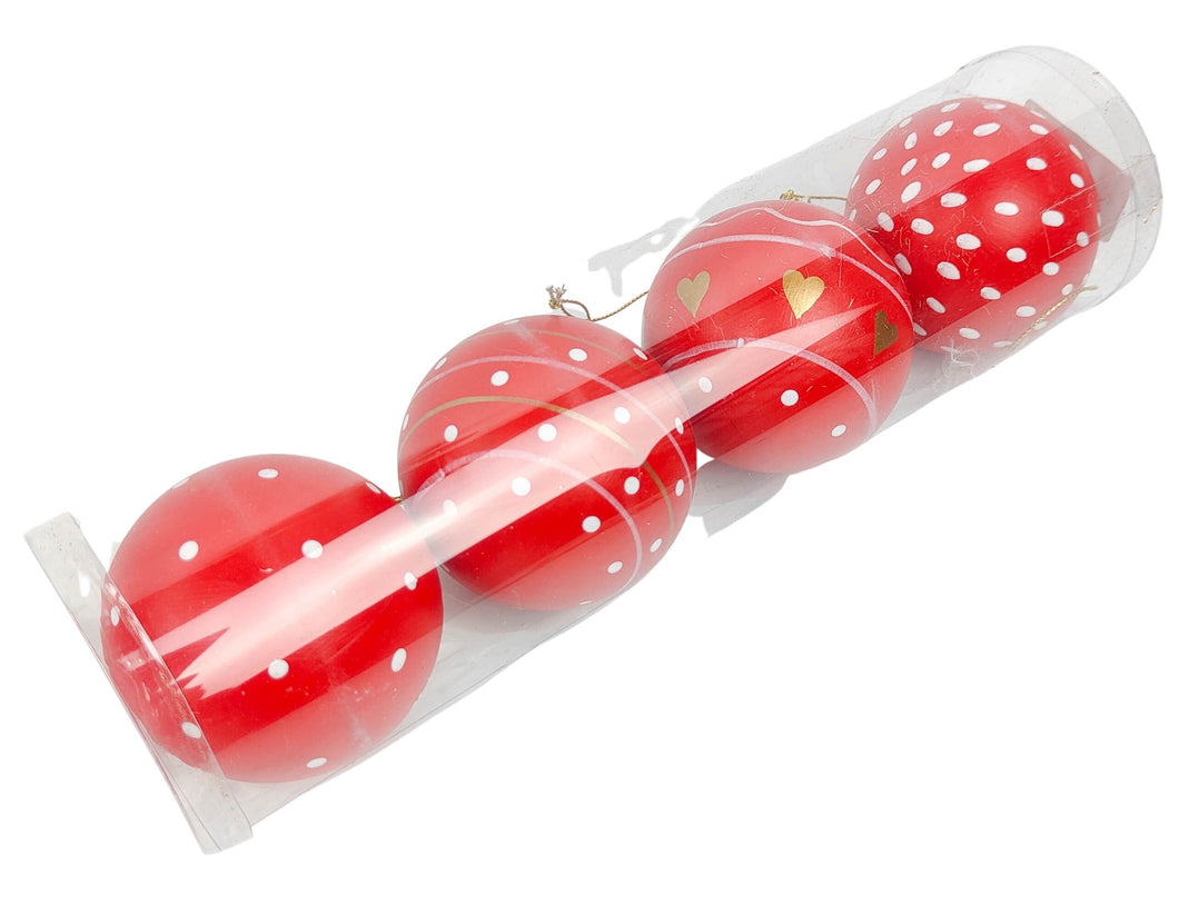 Scandi Baubles Hanging Decoration Red 4-Pack