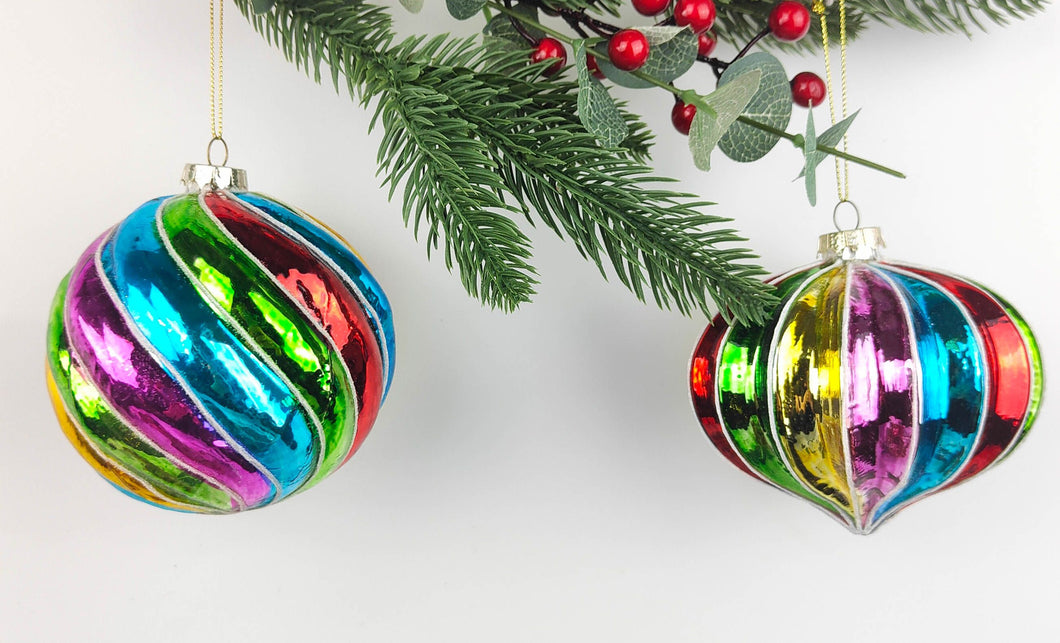 Swirly Glass Baubles Colourful