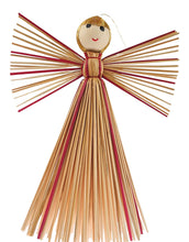 Load image into Gallery viewer, Straw Angel Hanging Decoration Natural &amp; Red
